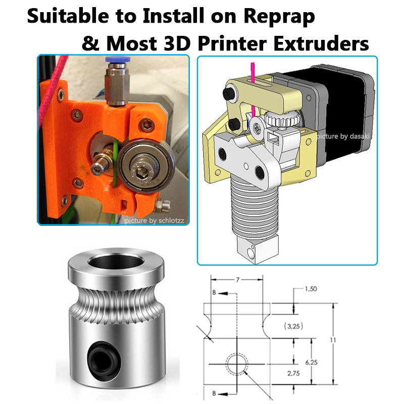 1PC MK8 Drive Gear for 1.75mm  - огляд і ціна 3D Printing Industry