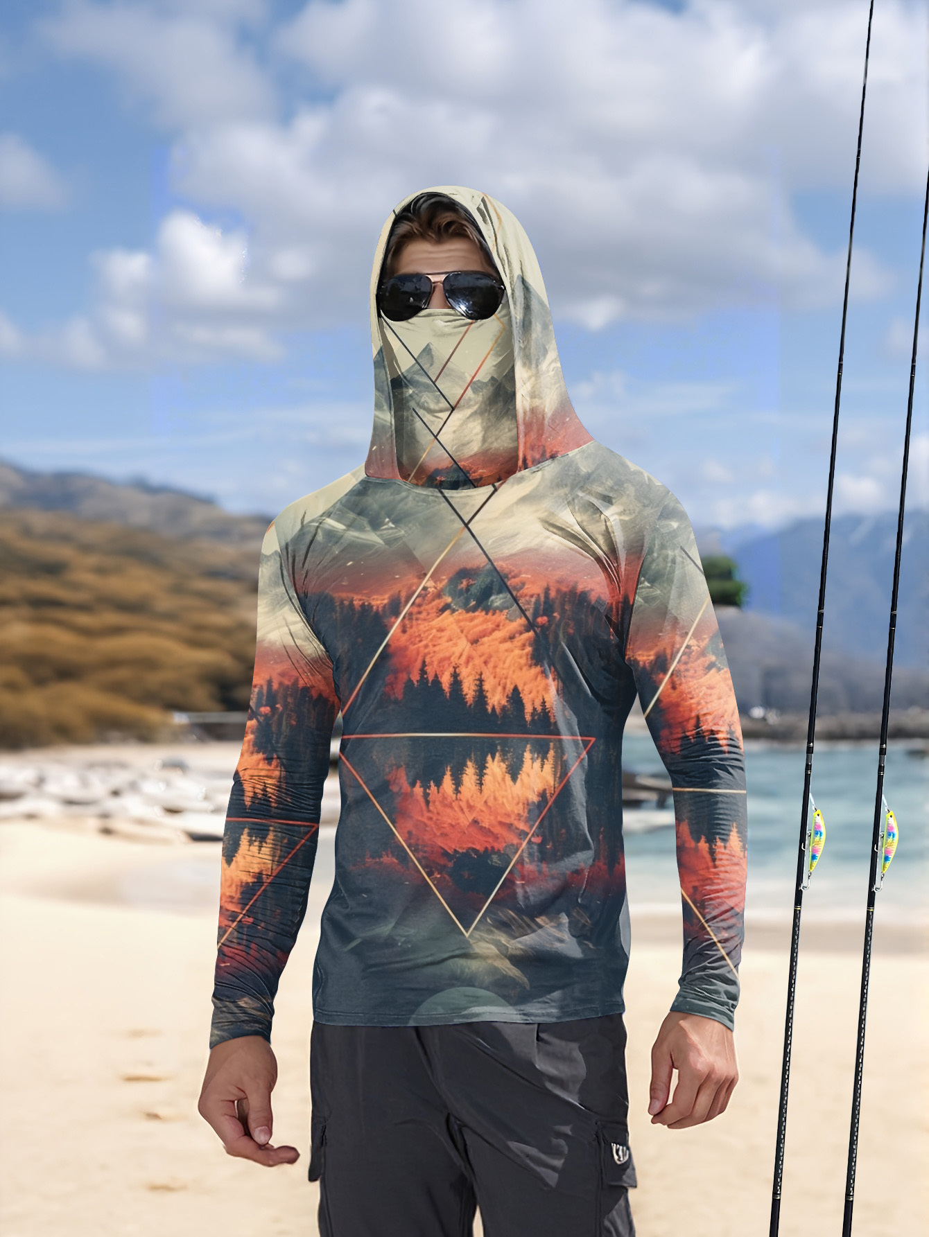 Outdoor Men's Fishing Hoodie B - огляд і ціна 3D Printing Mask
